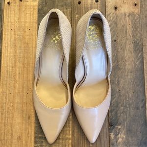 Vince Camuto Airmosah Beige/Tan Leather Pumps/Stiletto High Heels- Size 8.5